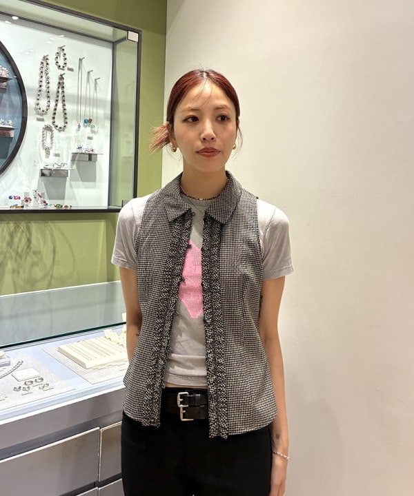 れいなさんの「BEAMS WOMEN｜サッカー チェック フリル ノースリーブ」を使ったコーディネート