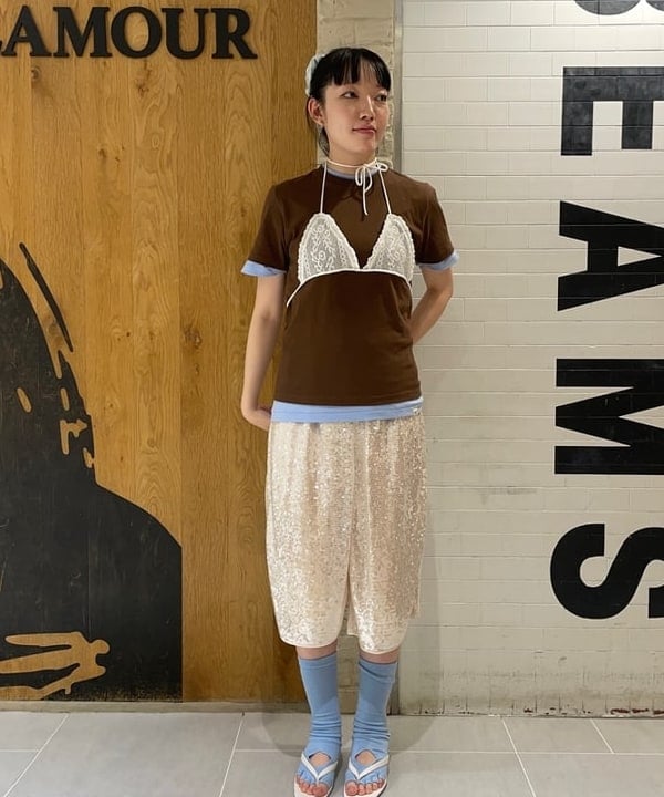 rinnaさんの「BEAMS WOMEN｜maturely / スパンコール ハーフ パンツ」を使ったコーディネート