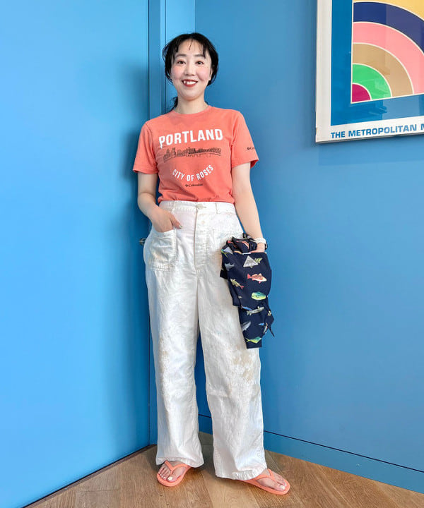 おのすさんの「BEAMS WOMEN｜【別注】Columbia / PFG 総柄シャツ」を使ったコーディネート