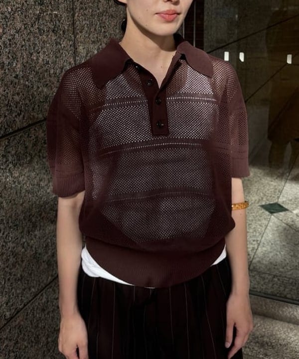 サワイさんの「BEAMS WOMEN｜オープン ワーク ポロ」を使ったコーディネート