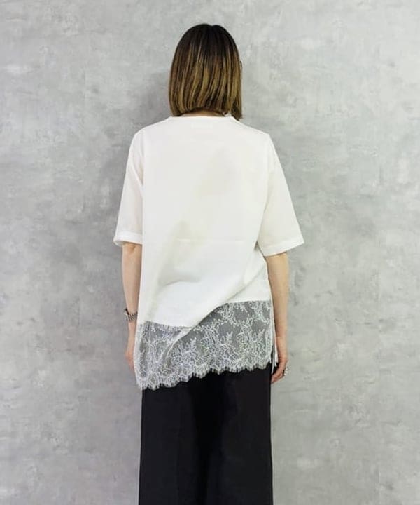 岩沢 珠代さんの「BEAMS WOMEN｜レース 切り替え Tシャツ」を使ったコーディネート