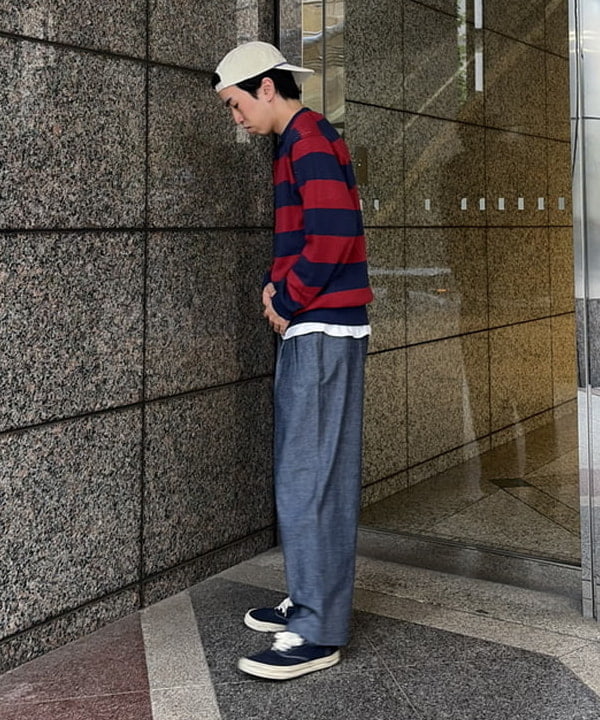 深澤 琥太郎さんの「BEAMS WOMEN｜Crew Rugger Stripe」を使ったコーディネート
