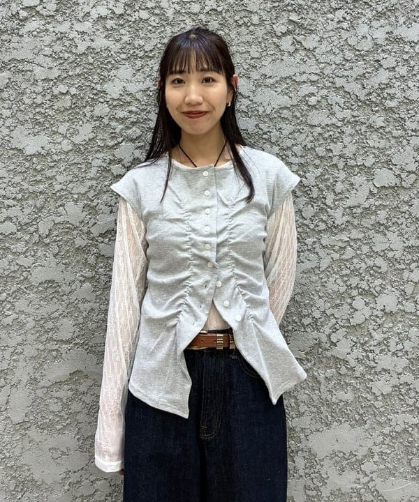 SAEさんの「BEAMS WOMEN｜リブ フロントギャザー フレンチスリーブ」を使ったコーディネート