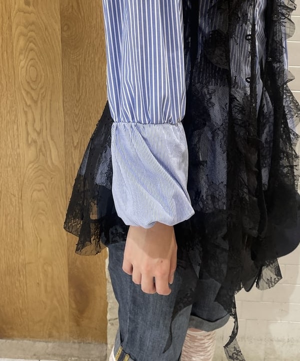 rinnaさんの「BEAMS WOMEN｜レース ラッフル ロング ジレ」を使ったコーディネート
