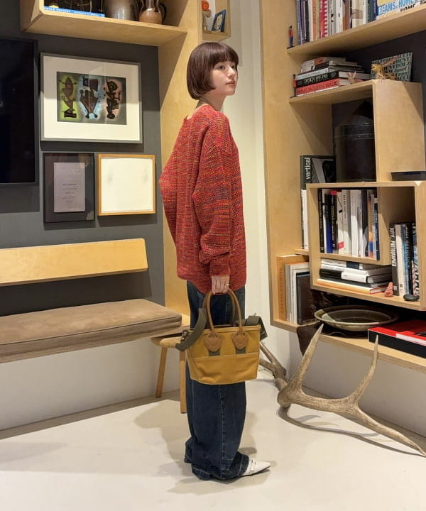 Hazukiさんの「BEAMS WOMEN｜7ゲージ メッシュ クルーネックニット」を使ったコーディネート