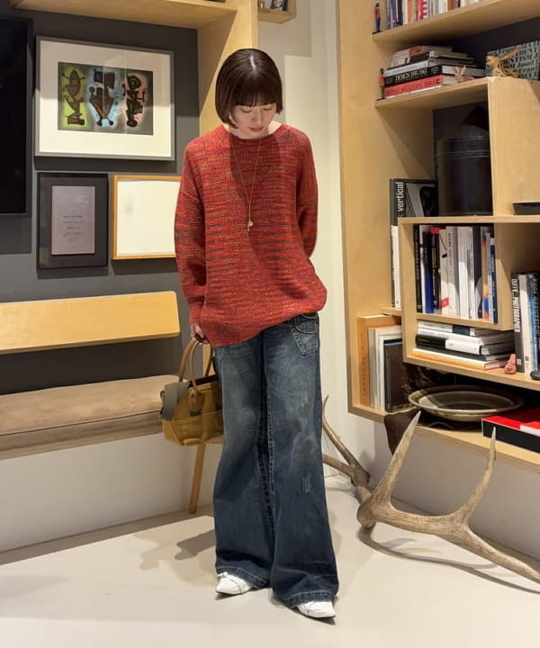 Hazukiさんの「BEAMS WOMEN｜7ゲージ メッシュ クルーネックニット」を使ったコーディネート