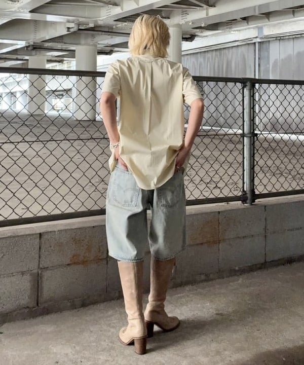 みやさかさんの「BEAMS WOMEN｜BEAMS｜【別注】FRED PERRY / Broad Short Sleeve Shirts｜半袖｜ブロード生地 上品｜別注 」を使ったコーディネート
