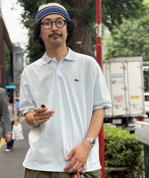 BAKU(東江 漠)さんの「BEAMS WOMEN｜BEAMS｜【別注】LACOSTE / ヘビーカノコ ポロシャツ｜50周年 別注アイテム｜ヘビーカノコ素材｜水洗い可」を使ったコーディネート