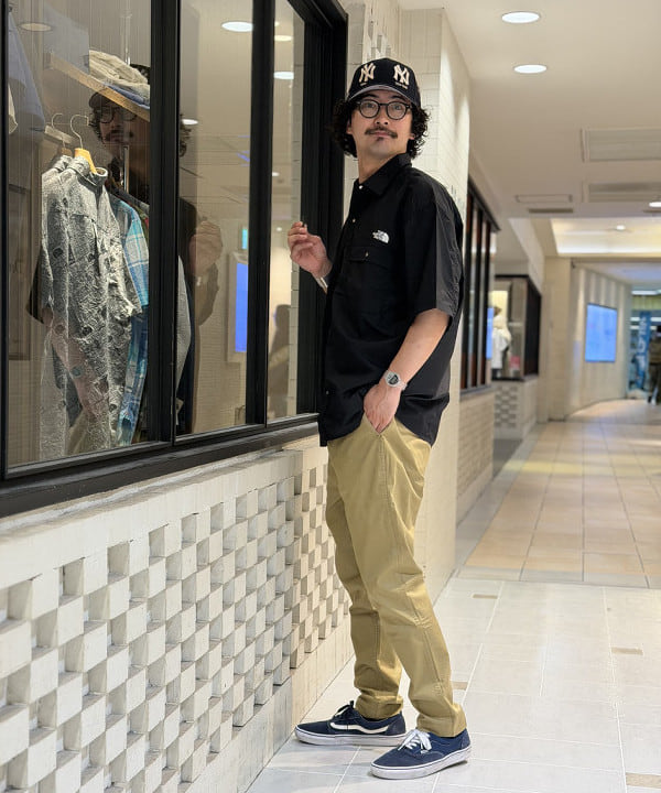 BAKU(東江 漠)さんの「BEAMS｜THE NORTH FACE / S/S Nuptse Shirt｜ナイロン｜はっ水｜軽量｜アウトドア」を使ったコーディネート