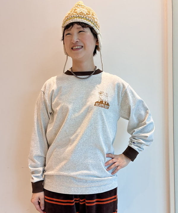 木村 梨香さんの「BEAMS WOMEN｜【別注】Champion / BOYロゴ リンガーTシャツ」を使ったコーディネート