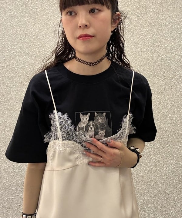 りかちょび/岸本梨佳さんの「レース トリム サテン キャミソール」を使ったコーディネート