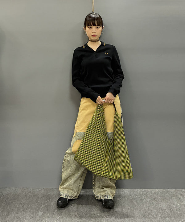りかちょび/岸本梨佳さんの「チェック トライアングル バッグ」を使ったコーディネート