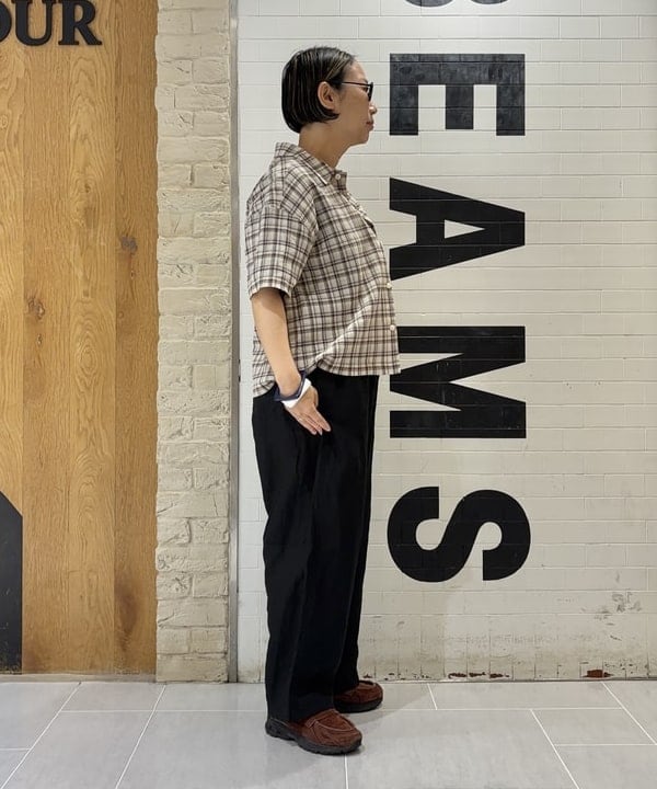 つぼさんの「BEAMS WOMEN｜ボーイ チェック ショートスリーブ」を使ったコーディネート