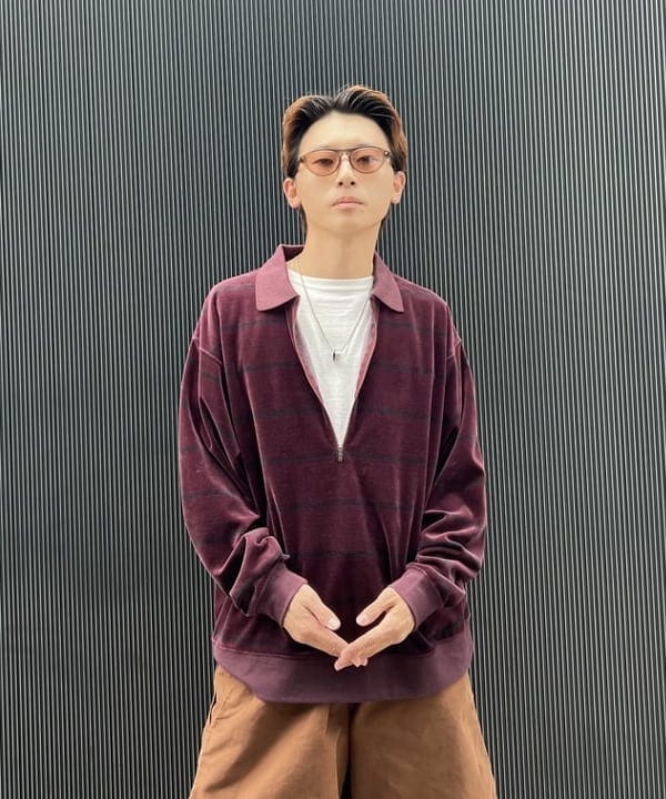 照田 拓史さんの「BEAMS WOMEN｜ベロア ボーダー ポロシャツ」を使ったコーディネート
