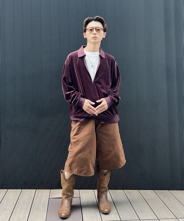 照田 拓史さんの「BEAMS WOMEN｜ベロア ボーダー ポロシャツ」を使ったコーディネート