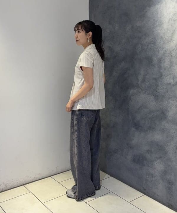 SAEさんの「BEAMS WOMEN｜ストライプ ジップ シャツ ハーフスリーブ」を使ったコーディネート
