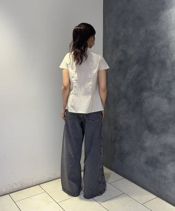 SAEさんの「BEAMS WOMEN｜ストライプ ジップ シャツ ハーフスリーブ」を使ったコーディネート