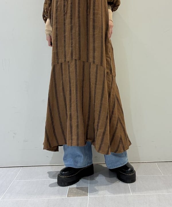 りかちょび/岸本梨佳さんの「BEAMS WOMEN｜リネン バルーンスリーブ ワンピース」を使ったコーディネート