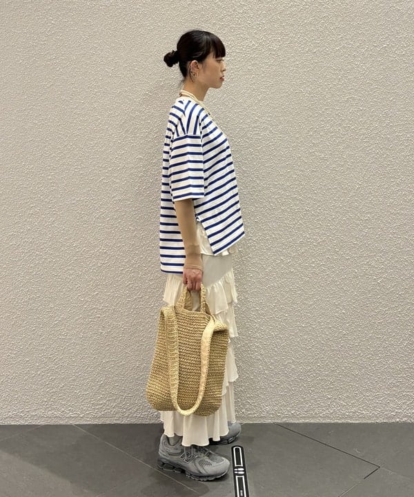 りかちょび/岸本梨佳さんの「ボーダー ビッグ ショートスリーブ」を使ったコーディネート