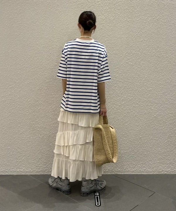 りかちょび/岸本梨佳さんの「ボーダー ビッグ ショートスリーブ」を使ったコーディネート