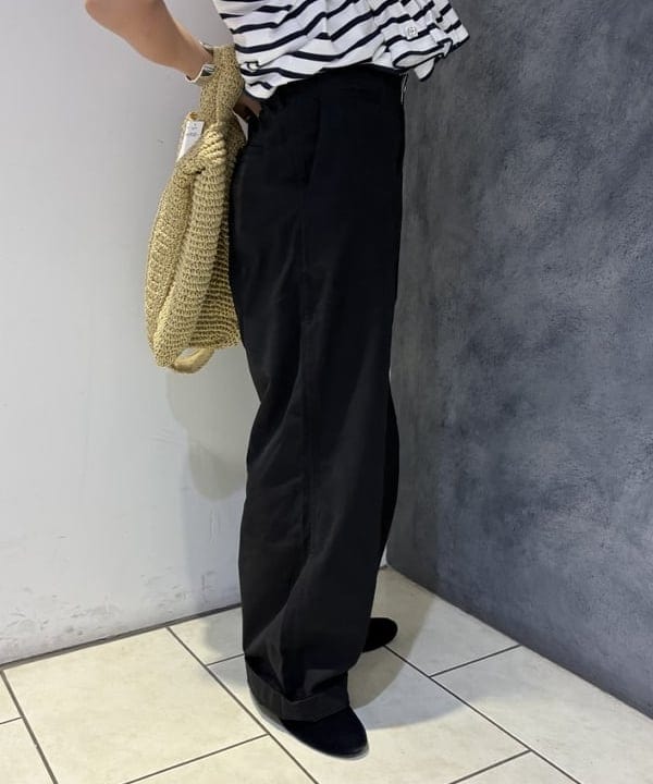モモさんの「BEAMS WOMEN｜maturely / ボーダー オープン ショルダー ロングスリーブ カットソー」を使ったコーディネート