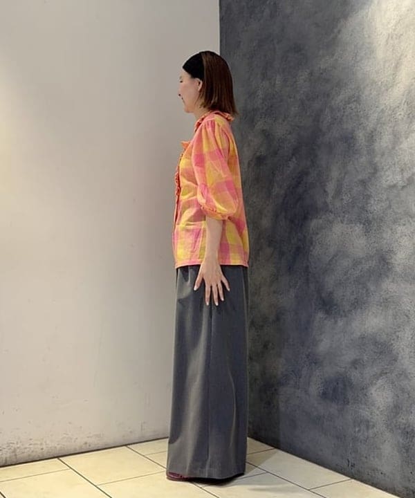 reinaさんの「BEAMS WOMEN｜ダブル ウエスト タック ワイド パンツ」を使ったコーディネート
