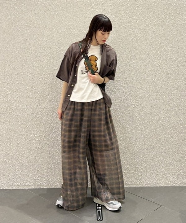 りかちょび/岸本梨佳さんの「maturely / ボイル チェック ワイド イージー」を使ったコーディネート