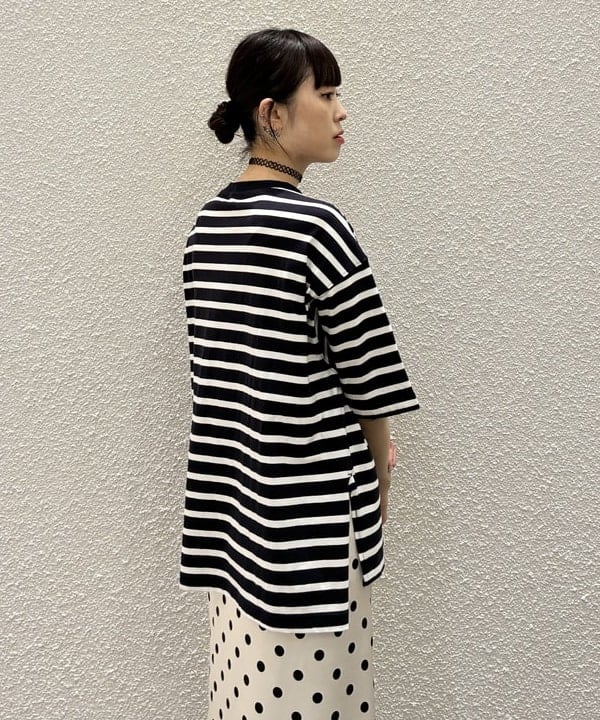 りかちょび/岸本梨佳さんの「ボーダー ビッグ ショートスリーブ」を使ったコーディネート