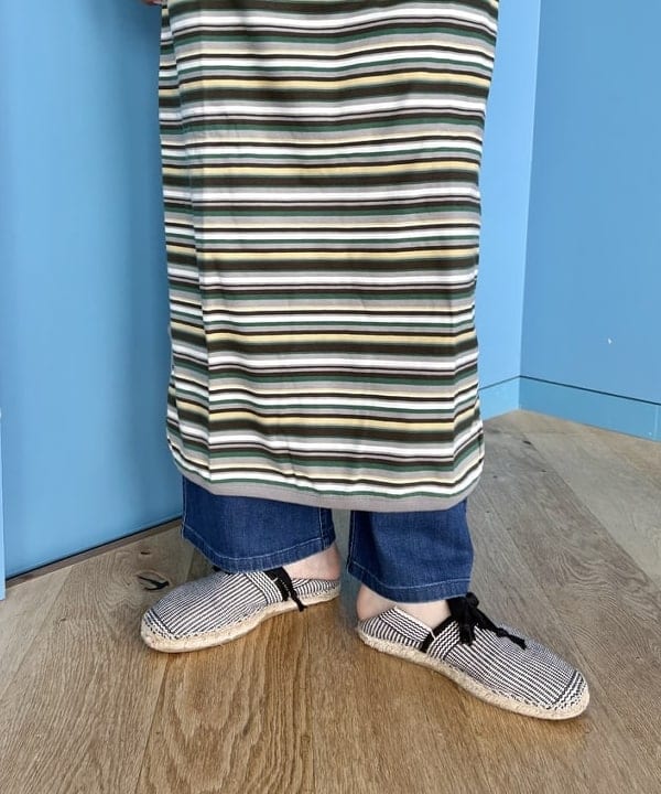 おのすさんの「BEAMS WOMEN｜マルチボーダー ワンピース」を使ったコーディネート