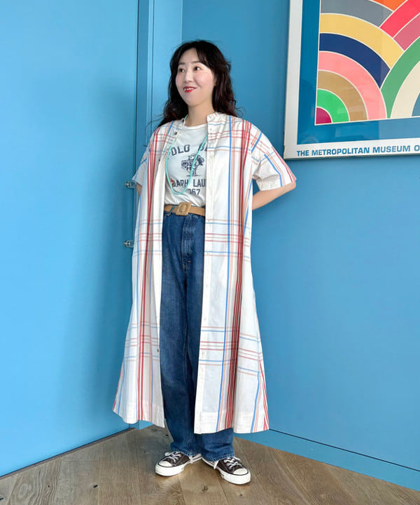 おのすさんの「BEAMS WOMEN｜ボーイ ビッグ タータン ワンピース」を使ったコーディネート