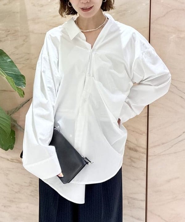 AONO SHIKAMAさんの「BEAMS WOMEN｜ピンストライプ ワイド イージー パンツ」を使ったコーディネート