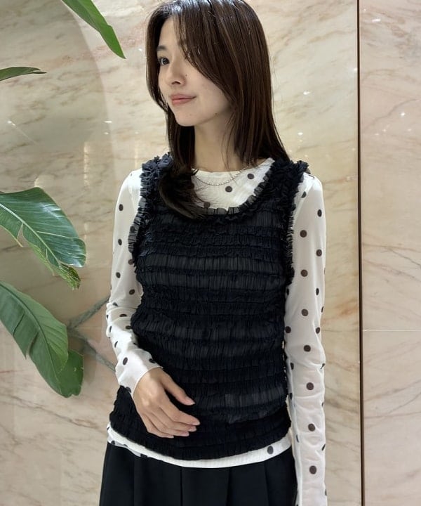 茂野 真楓さんの「BEAMS WOMEN｜シフォン シャーリング タンクトップ」を使ったコーディネート