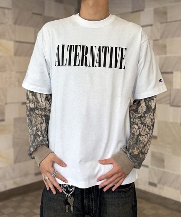 菅波 海斗さんの「BEAMS｜【別注】Champion / Music T-Shirt｜サステナブル｜製品洗い加工」を使ったコーディネート