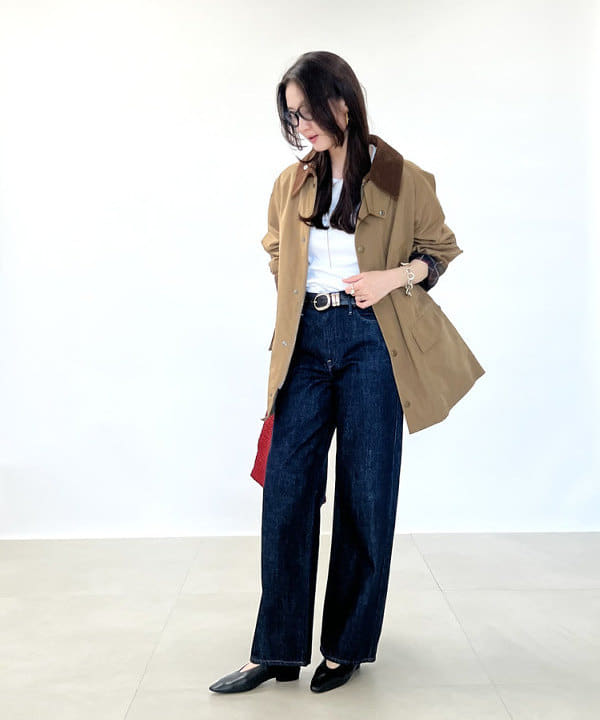 隈元 楓さんの「BEAMS WOMEN｜【別注】Barbour / BEDALE ジャケット」を使ったコーディネート