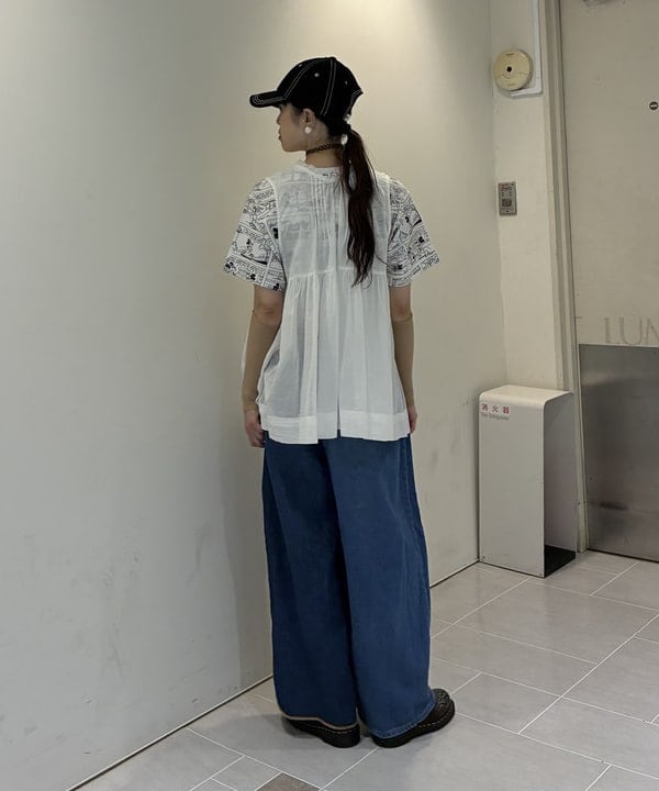 りかちょび/岸本梨佳さんの「配色 ステッチ キャップ　　日除け 紫外線対策 夏素材 レジャー アウトドア 夏コーデ」を使ったコーディネート