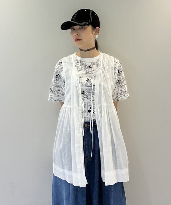 りかちょび/岸本梨佳さんの「配色 ステッチ キャップ　　日除け 紫外線対策 夏素材 レジャー アウトドア 夏コーデ」を使ったコーディネート