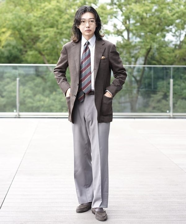 HANDMADE DORMEUIL 羊駝毛獵犬格紋外套