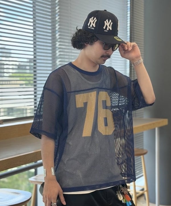 BAKU(東江 漠)さんの「メッシュ プリント Tシャツ【ワイドショートフィット】」を使ったコーディネート