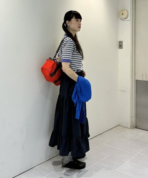 りかちょび/岸本梨佳さんの「BEAMS WOMEN｜ボーダー バインダー ショートスリーブ Tシャツ」を使ったコーディネート