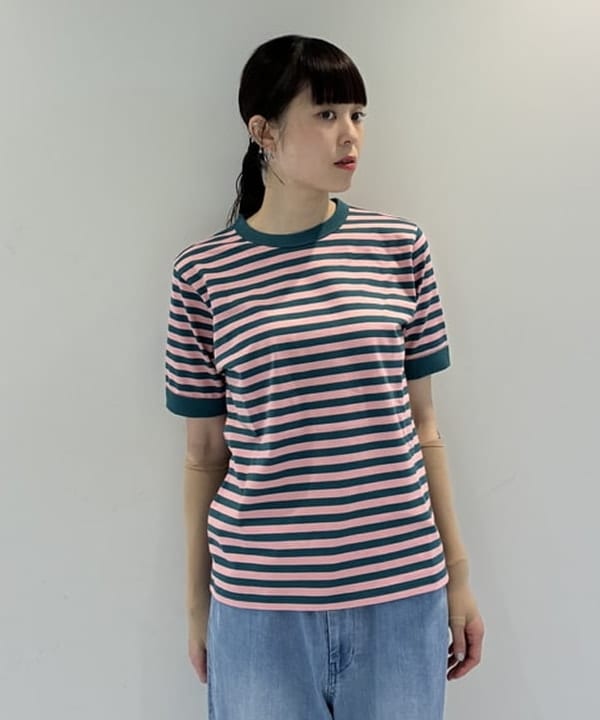りかちょび/岸本梨佳さんの「BEAMS WOMEN｜ボーダー バインダー ショートスリーブ Tシャツ」を使ったコーディネート