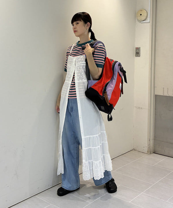 りかちょび/岸本梨佳さんの「BEAMS WOMEN｜ボーダー バインダー ショートスリーブ Tシャツ」を使ったコーディネート