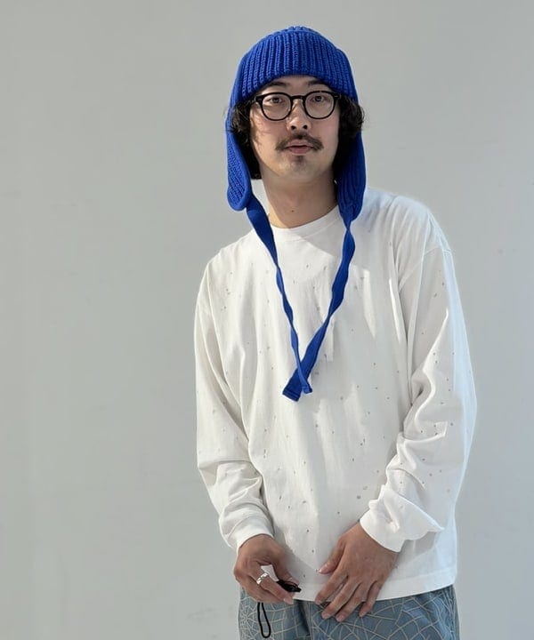 BAKU(東江 漠)さんの「ピンホール ロングスリーブ Tシャツ」を使ったコーディネート