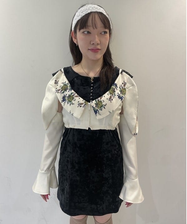 rinnaさんの「BEAMS WOMEN｜クラシック ベロア ミニ ワンピース」を使ったコーディネート
