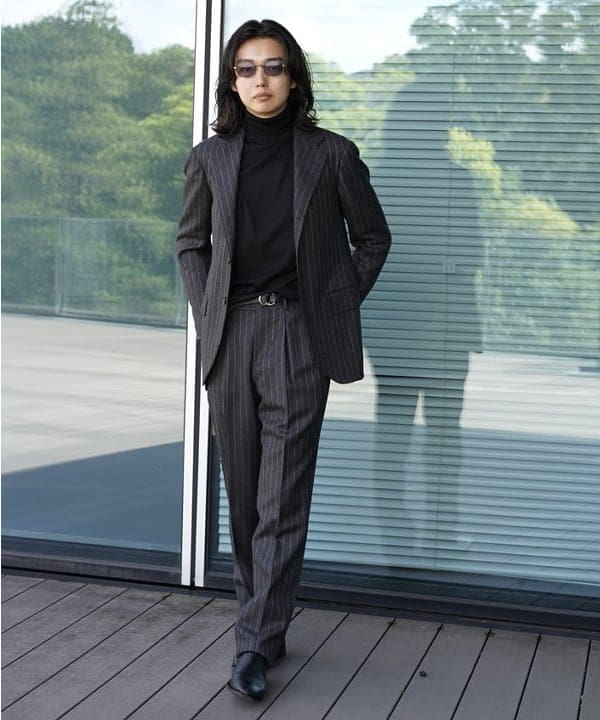 HANDMADE DORMEUIL 羊毛粉筆條紋西裝