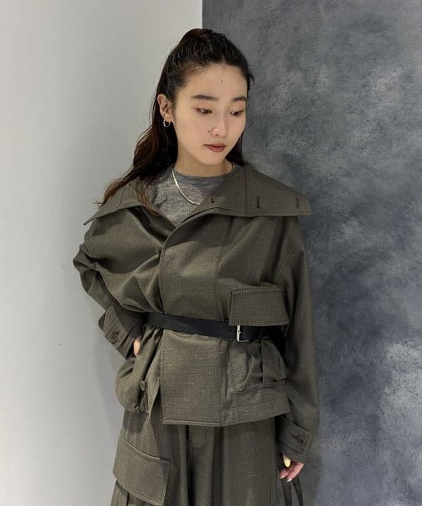 モモさんの「BEAMS WOMEN｜maturely / リネン ウール ミリタリーブルゾン」を使ったコーディネート