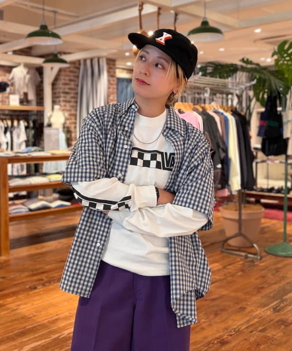 Heg.さんの「BEAMS WOMEN｜ボーイ チェック ビッグ ボタンダウン シャツ」を使ったコーディネート