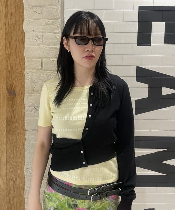 rinnaさんの「BEAMS WOMEN｜14ゲージ ショート丈 クルーネック カーディガン」を使ったコーディネート