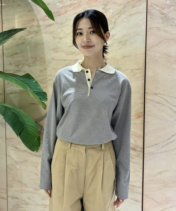 茂野 真楓さんの「BEAMS WOMEN｜BATONER / ブラウジング ポロ ロングスリーブ Tシャツ」を使ったコーディネート