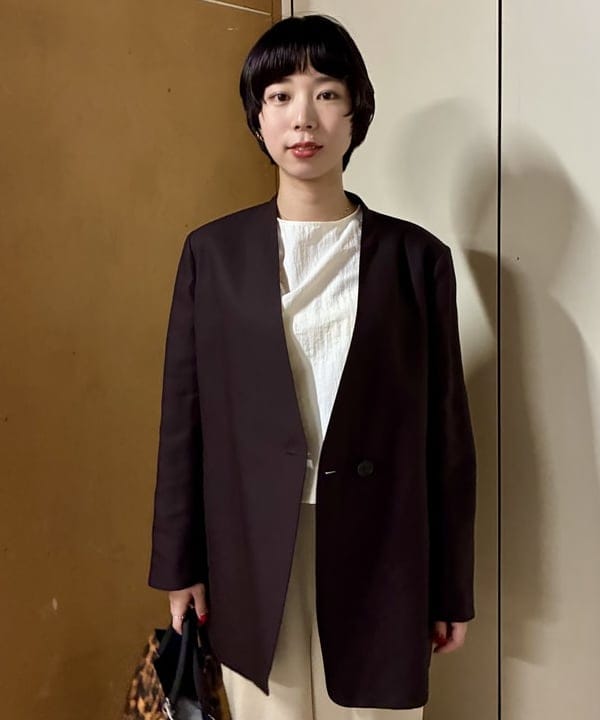 イナダさんの「BEAMS WOMEN｜ラペルレス オーバー ジャケット」を使ったコーディネート
