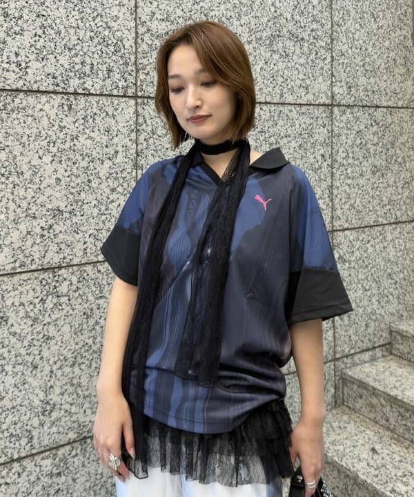 松本 佳菜子さんの「BEAMS WOMEN｜レース フリル ボウタイ ノースリーブ ブラウス」を使ったコーディネート